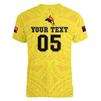 Papua New Guinea Rugby Custom Women V-Neck T-Shirt Kumuls Heritage