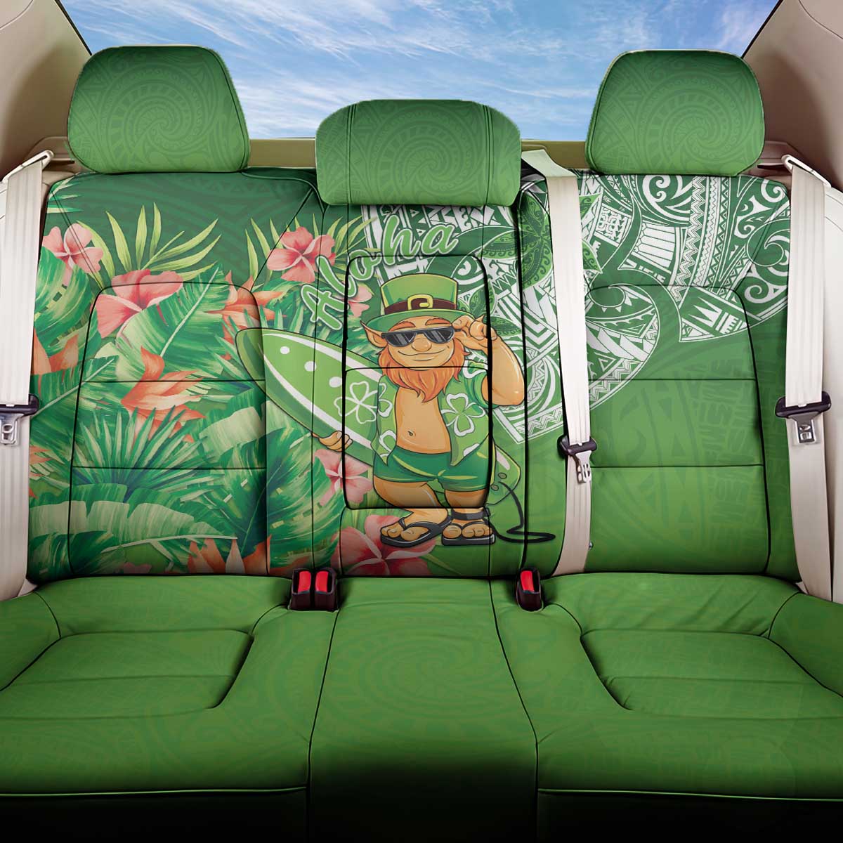 Aloha Hawaii St Patrick's Day Back Car Seat Cover Polynesian Style