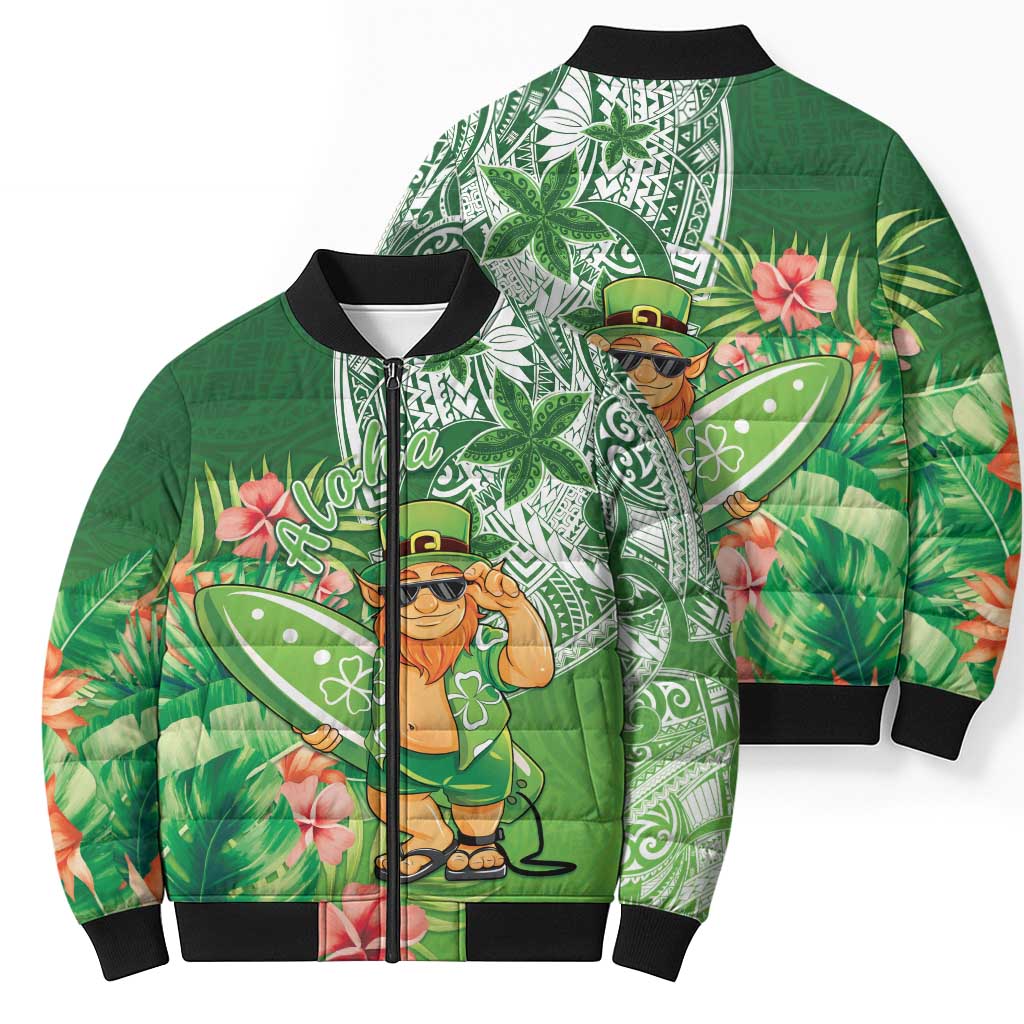 Aloha Hawaii St Patrick's Day Bomber Puffer Jacket Polynesian Style LT05 - Polynesian Pride