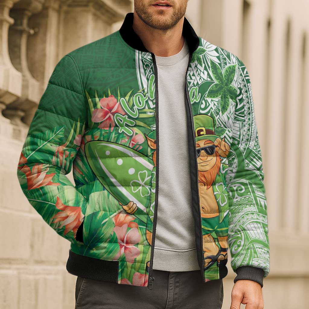 Aloha Hawaii St Patrick's Day Bomber Puffer Jacket Polynesian Style LT05 - Polynesian Pride