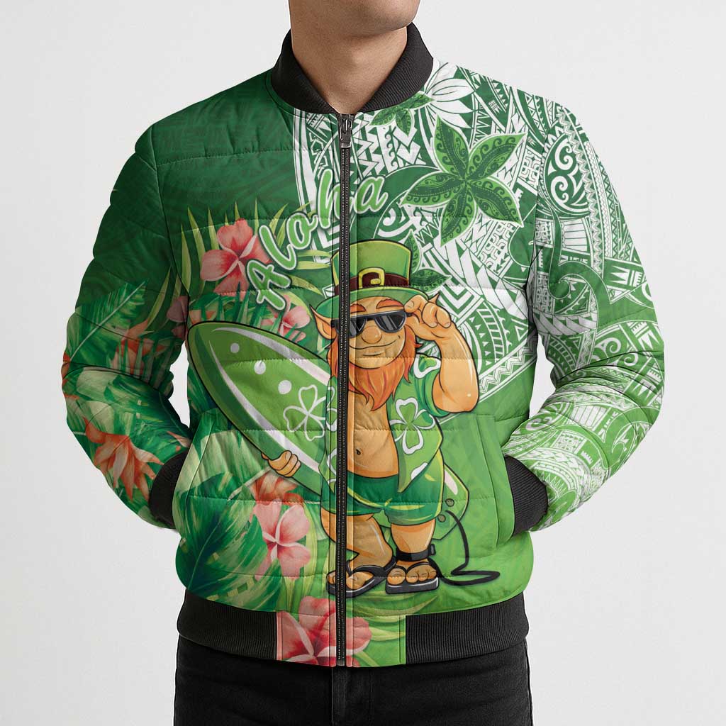 Aloha Hawaii St Patrick's Day Bomber Puffer Jacket Polynesian Style LT05 - Polynesian Pride