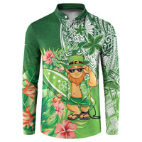 Aloha Hawaii St Patrick's Day Button Sweatshirt Polynesian Style LT05 Green - Polynesian Pride