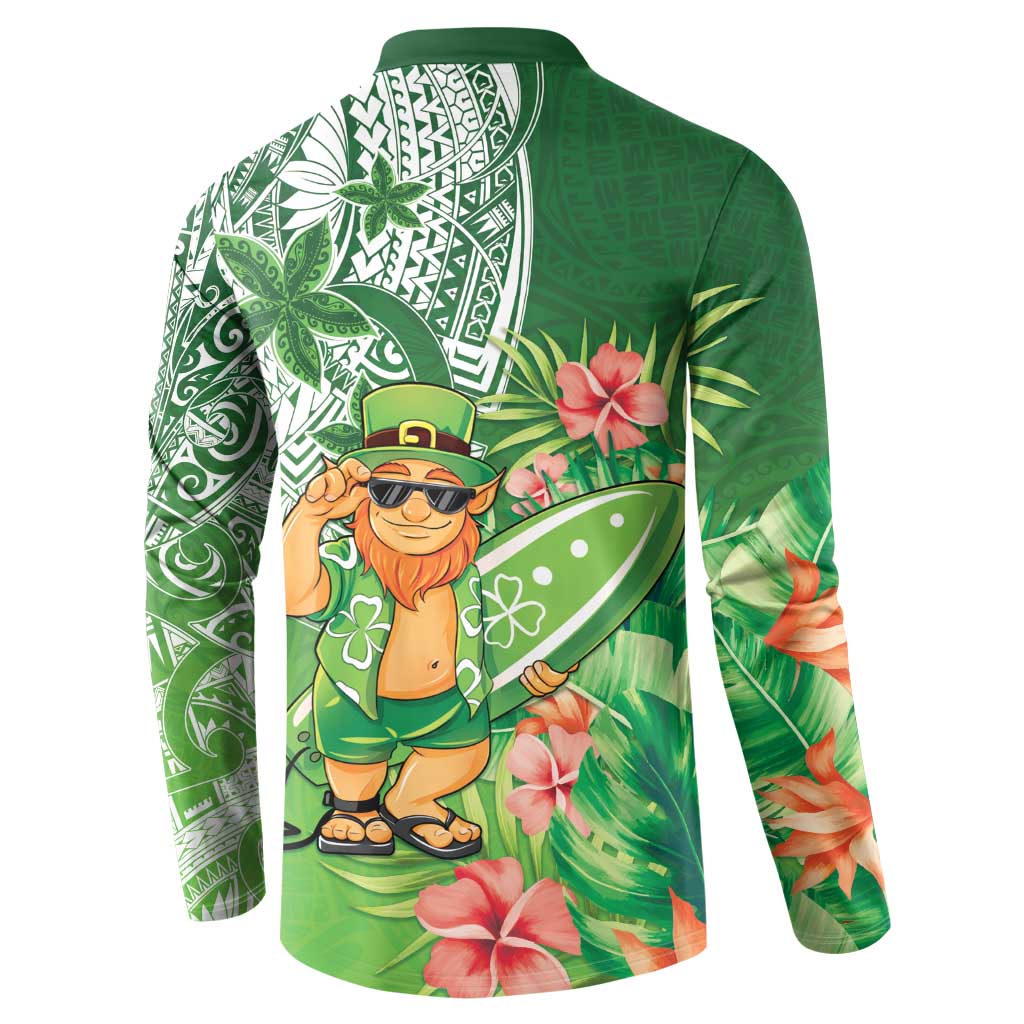 Aloha Hawaii St Patrick's Day Button Sweatshirt Polynesian Style LT05 - Polynesian Pride