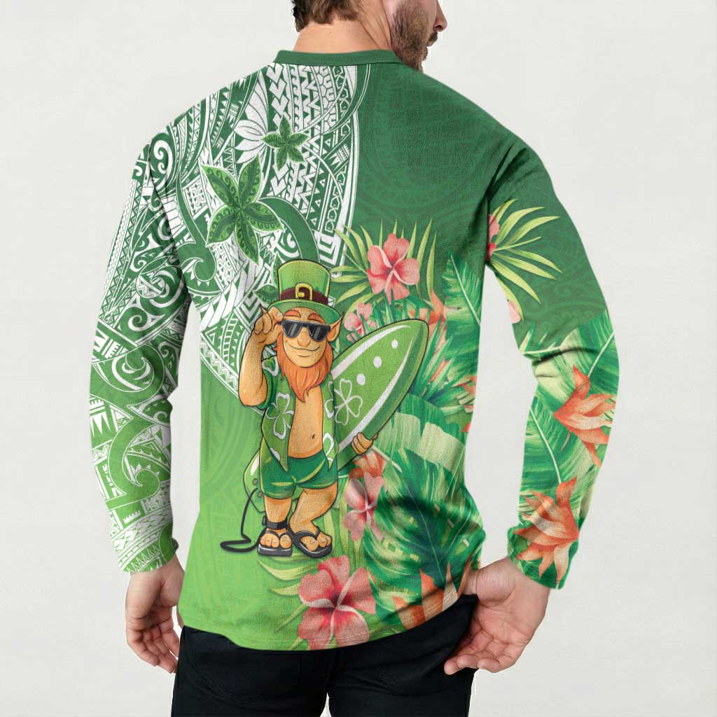 Aloha Hawaii St Patrick's Day Button Sweatshirt Polynesian Style LT05 - Polynesian Pride