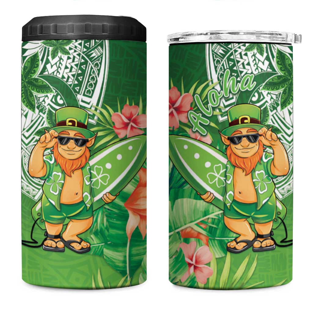 Aloha Hawaii St Patrick's Day 4 in 1 Can Cooler Tumbler Polynesian Style LT05 One Size: 16 oz Green - Polynesian Pride