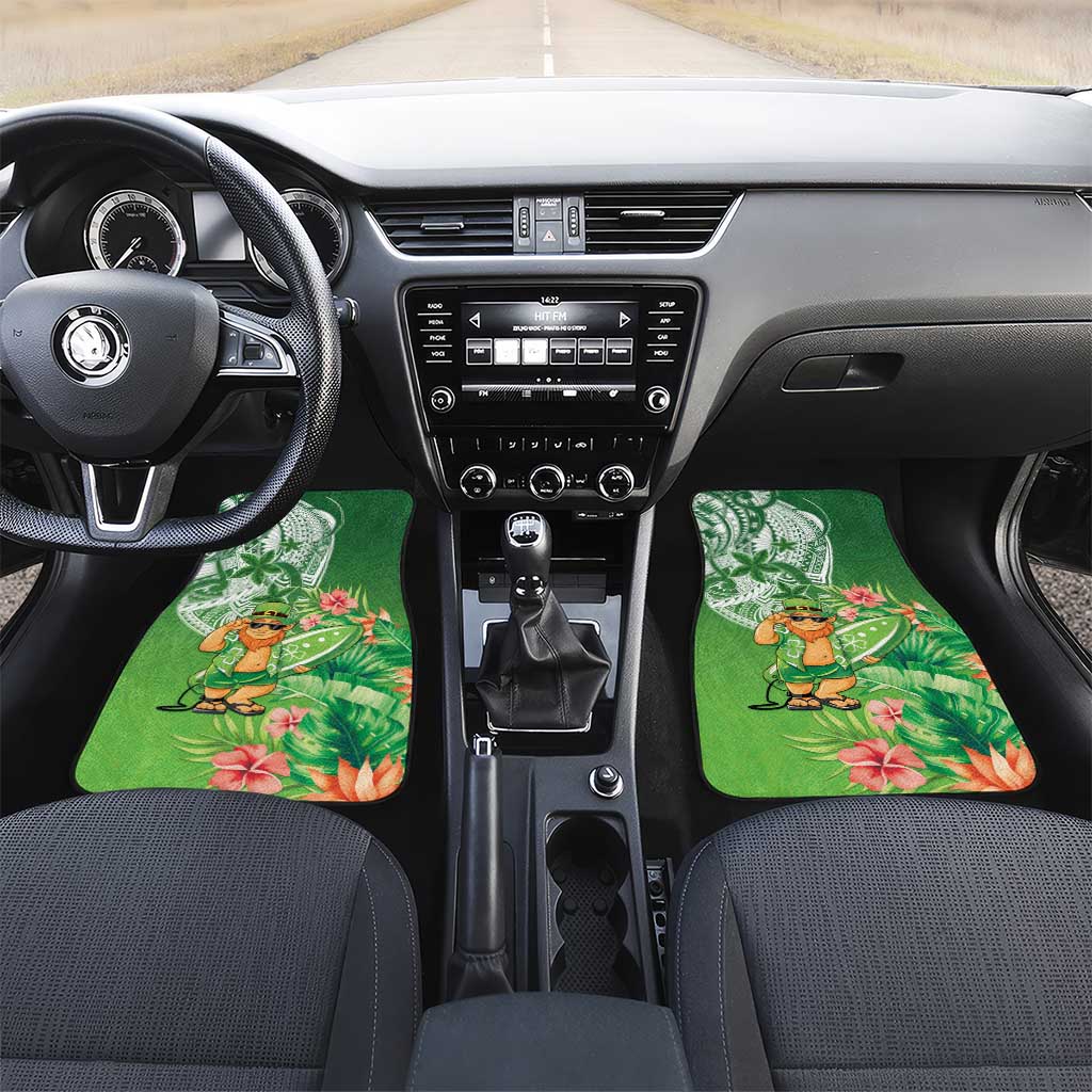 Aloha Hawaii St Patrick's Day Car Mats Polynesian Style LT05 Set 2pcs - Front Green - Polynesian Pride