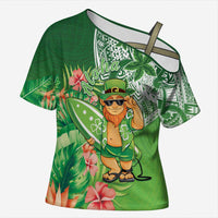 Aloha Hawaii St Patrick's Day Cross Shoulder Shirt Polynesian Style LT05 Female Green - Polynesian Pride