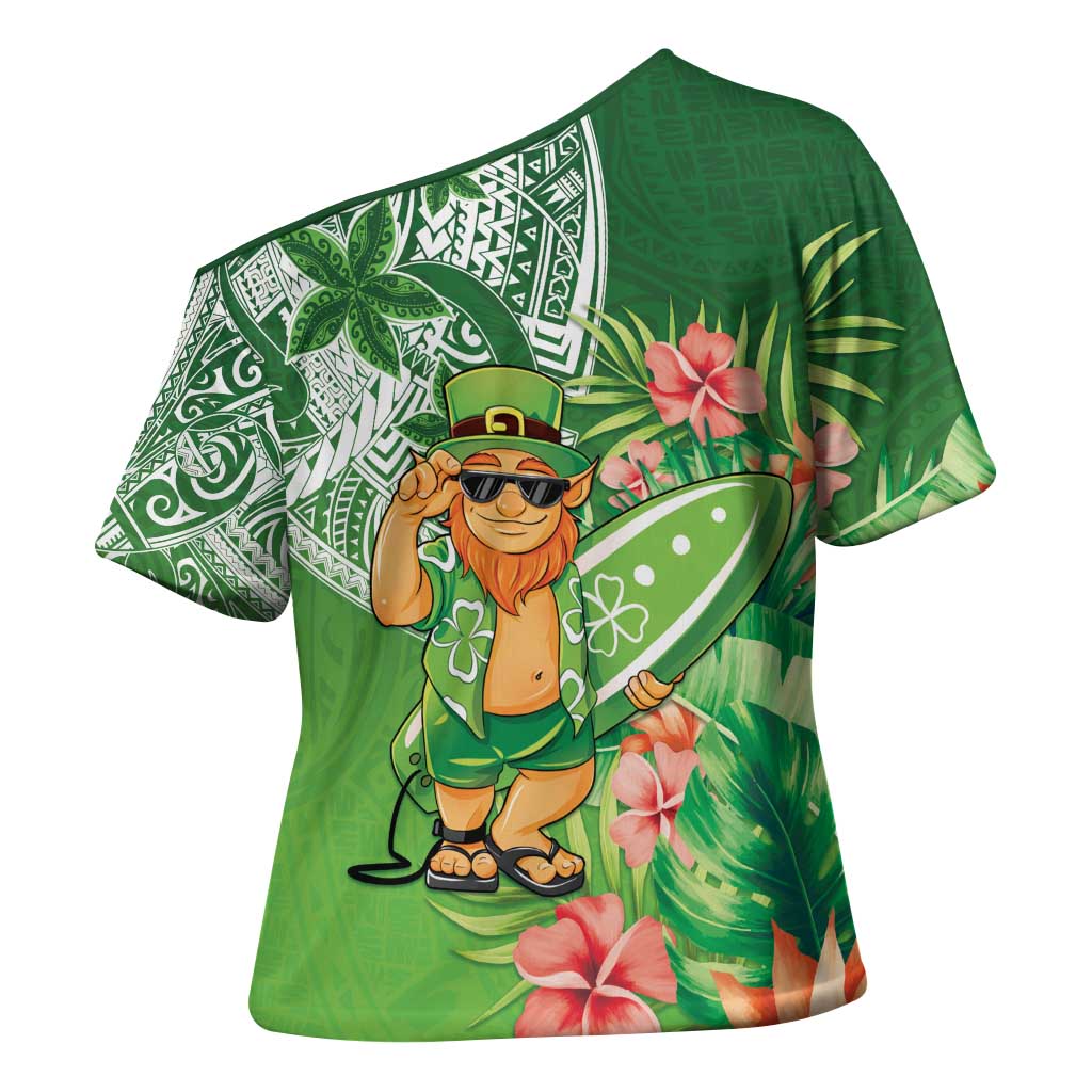 Aloha Hawaii St Patrick's Day Cross Shoulder Shirt Polynesian Style LT05 - Polynesian Pride