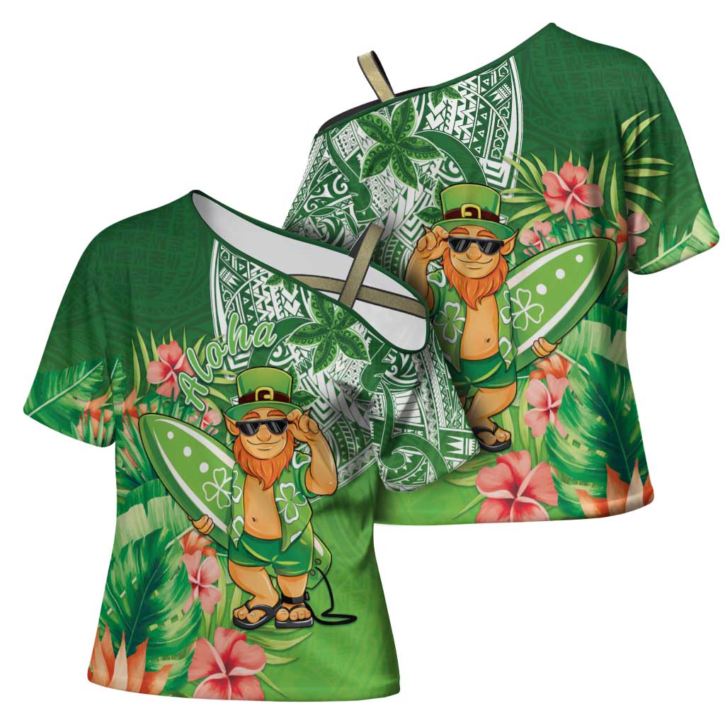Aloha Hawaii St Patrick's Day Cross Shoulder Shirt Polynesian Style LT05 - Polynesian Pride