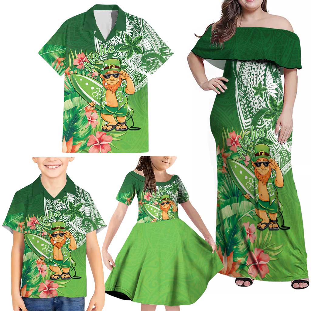 Aloha Hawaii St Patrick's Day Family Matching Off Shoulder Maxi Dress and Hawaiian Shirt Polynesian Style LT05 - Polynesian Pride