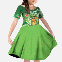 Aloha Hawaii St Patrick's Day Family Matching Short Sleeve Bodycon Dress and Hawaiian Shirt Polynesian Style