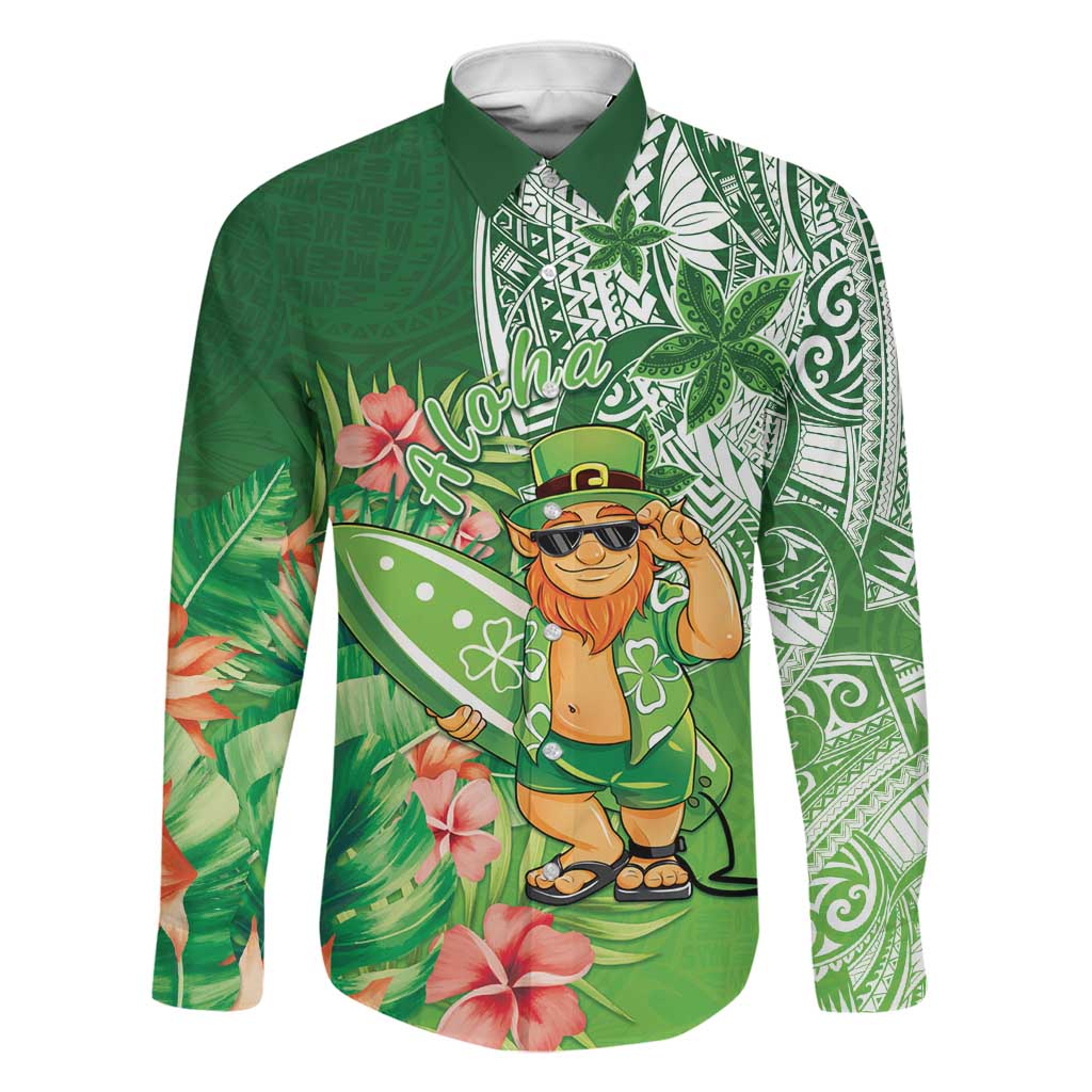 Aloha Hawaii St Patrick's Day Family Matching Short Sleeve Bodycon Dress and Hawaiian Shirt Polynesian Style