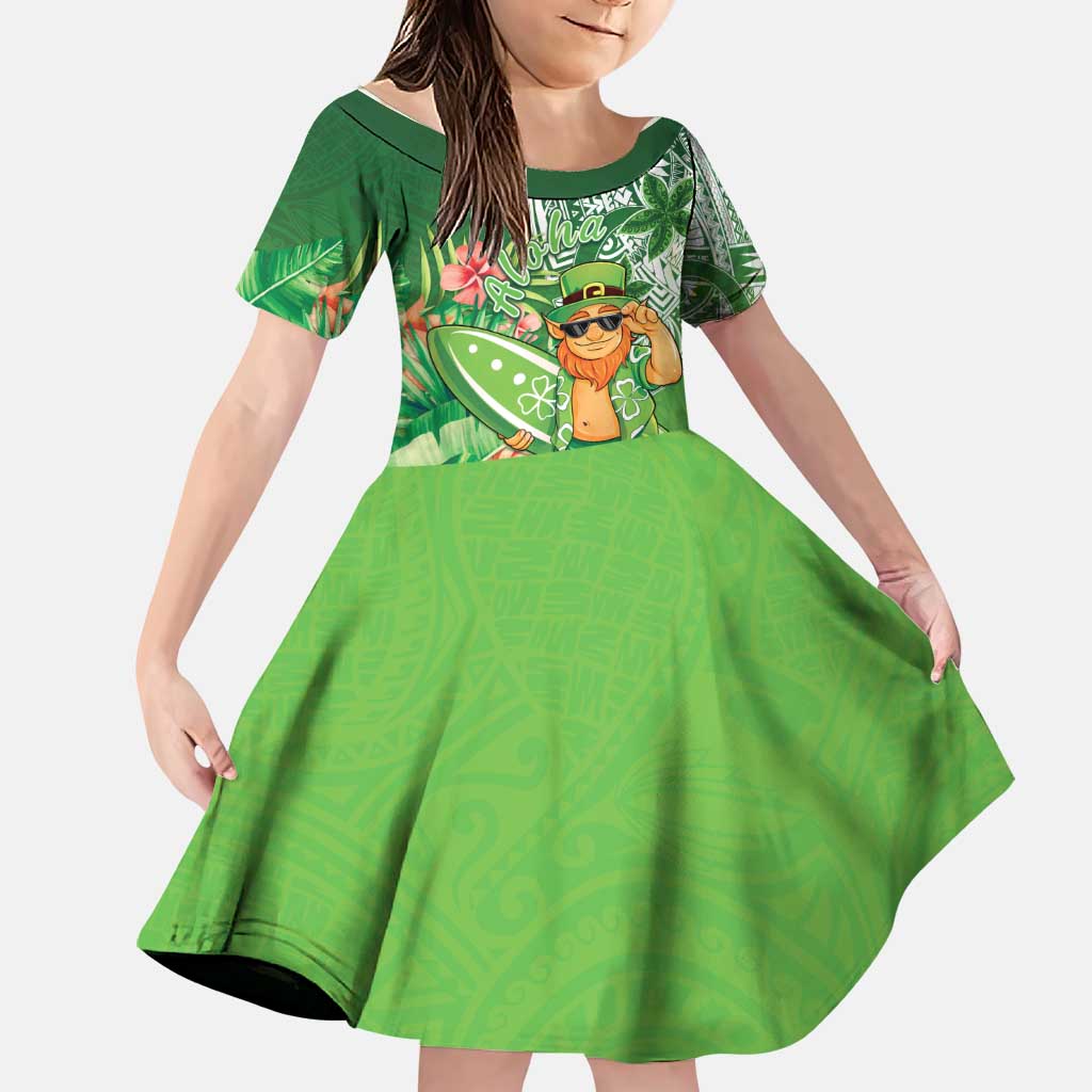 Aloha Hawaii St Patrick's Day Family Matching Summer Maxi Dress and Hawaiian Shirt Polynesian Style