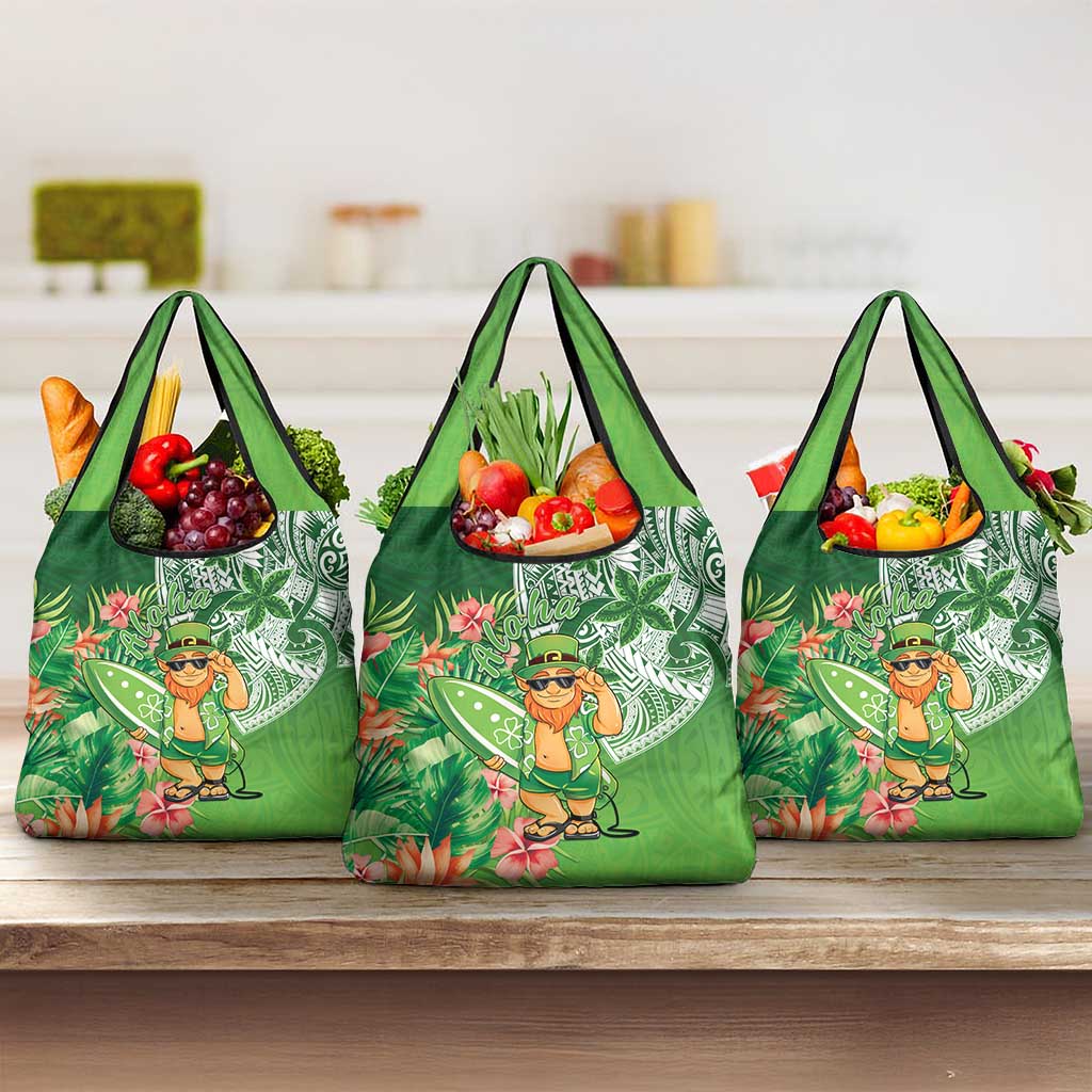 Aloha Hawaii St Patrick's Day Grocery Bag Polynesian Style LT05 3-pack One Size Green - Polynesian Pride