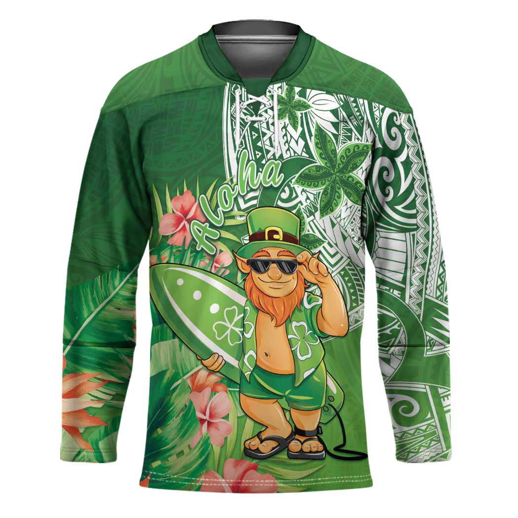 Aloha Hawaii St Patrick's Day Hockey Jersey Polynesian Style LT05 Unisex Green - Polynesian Pride