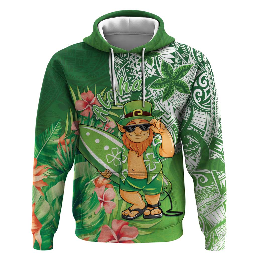 Aloha Hawaii St Patrick's Day Hoodie Polynesian Style LT05 Pullover Hoodie Green - Polynesian Pride