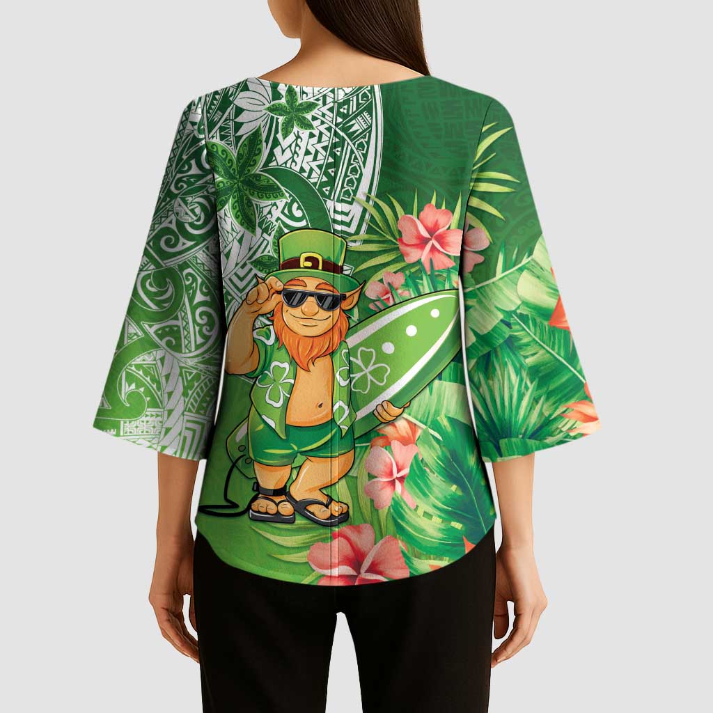 Aloha Hawaii St Patrick's Day Kimono Sleeve Blouse Polynesian Style LT05 - Polynesian Pride