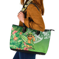 Aloha Hawaii St Patrick's Day Leather Tote Bag Polynesian Style LT05 Green - Polynesian Pride