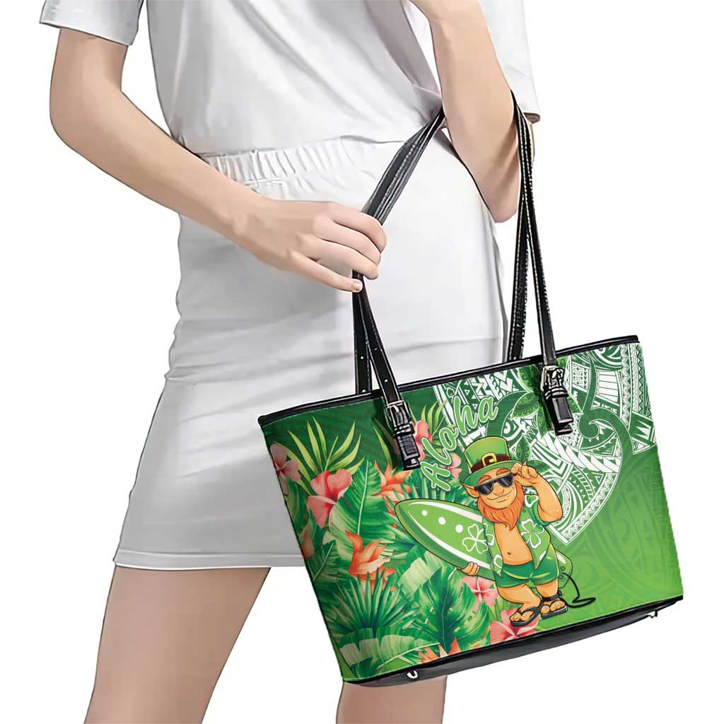 Aloha Hawaii St Patrick's Day Leather Tote Bag Polynesian Style LT05 - Polynesian Pride