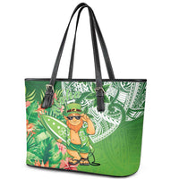 Aloha Hawaii St Patrick's Day Leather Tote Bag Polynesian Style LT05 - Polynesian Pride