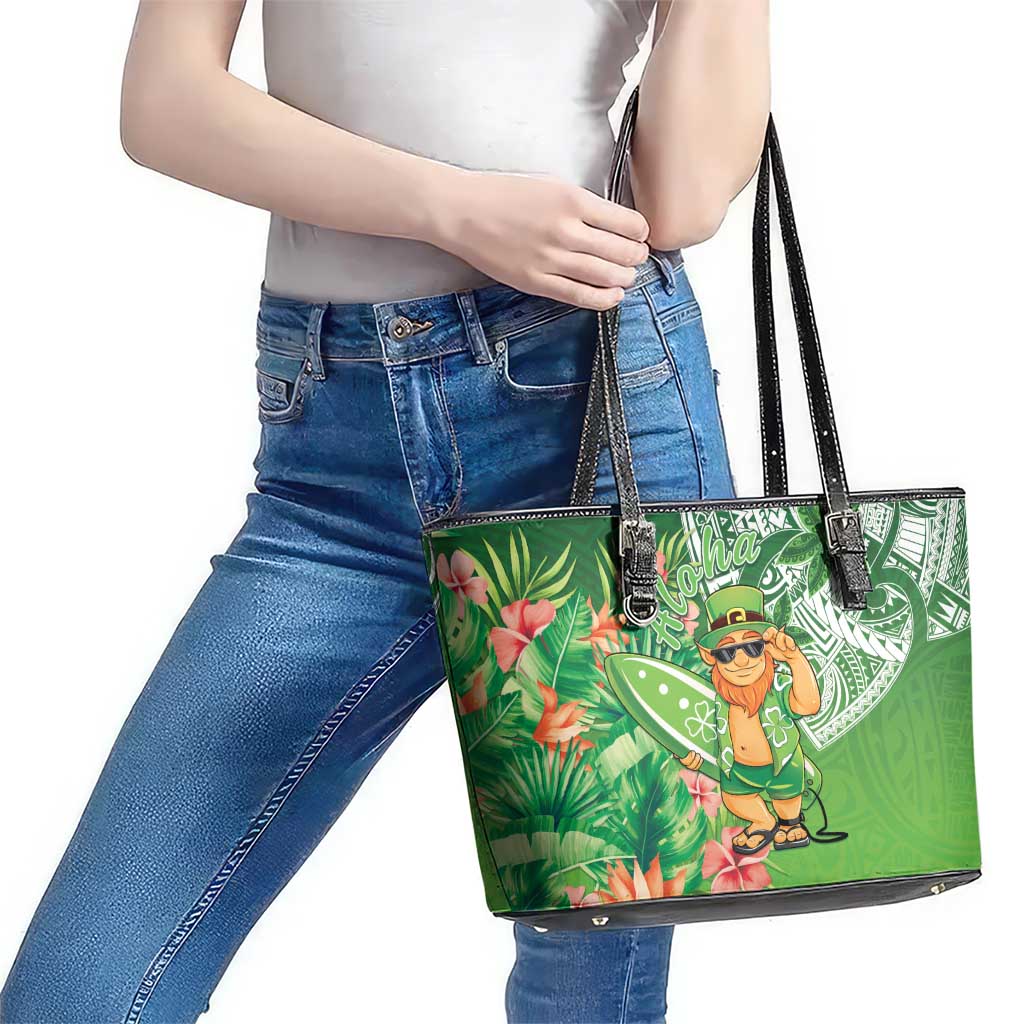 Aloha Hawaii St Patrick's Day Leather Tote Bag Polynesian Style LT05 - Polynesian Pride