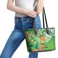 Aloha Hawaii St Patrick's Day Leather Tote Bag Polynesian Style LT05 - Polynesian Pride