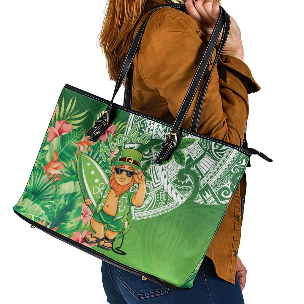 Aloha Hawaii St Patrick's Day Leather Tote Bag Polynesian Style LT05 - Polynesian Pride