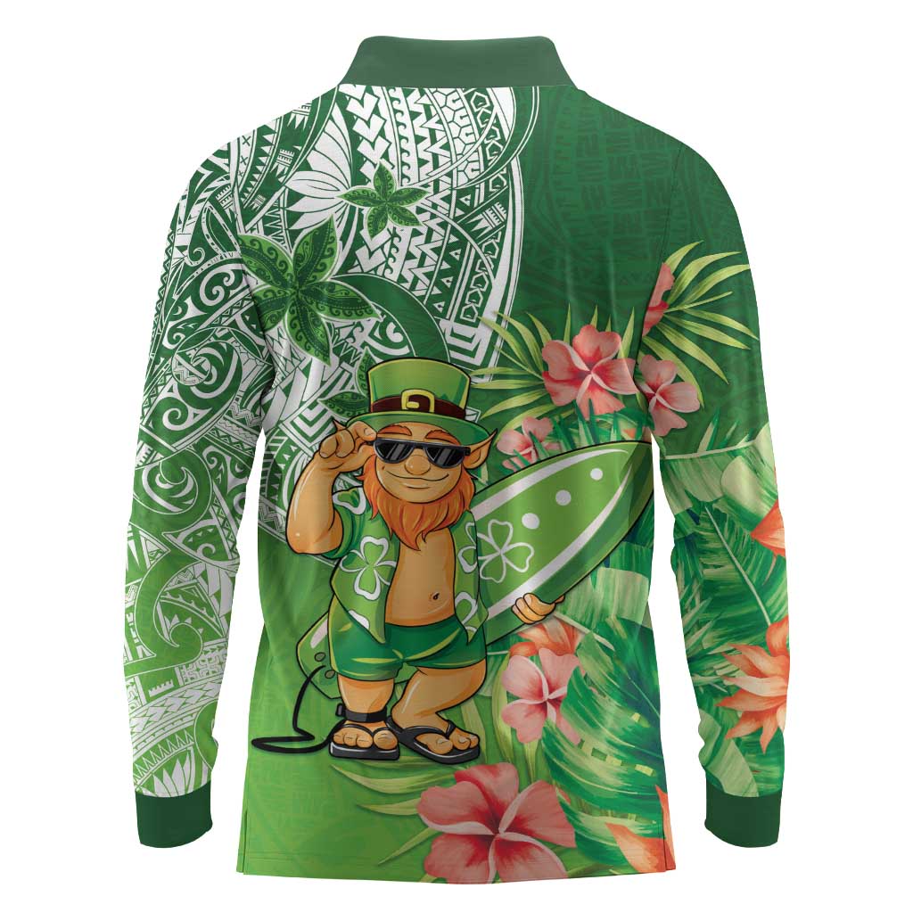 Aloha Hawaii St Patrick's Day Long Sleeve Polo Shirt Polynesian Style LT05 - Polynesian Pride