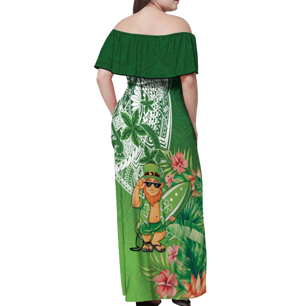 Aloha Hawaii St Patrick's Day Off Shoulder Maxi Dress Polynesian Style LT05 - Polynesian Pride