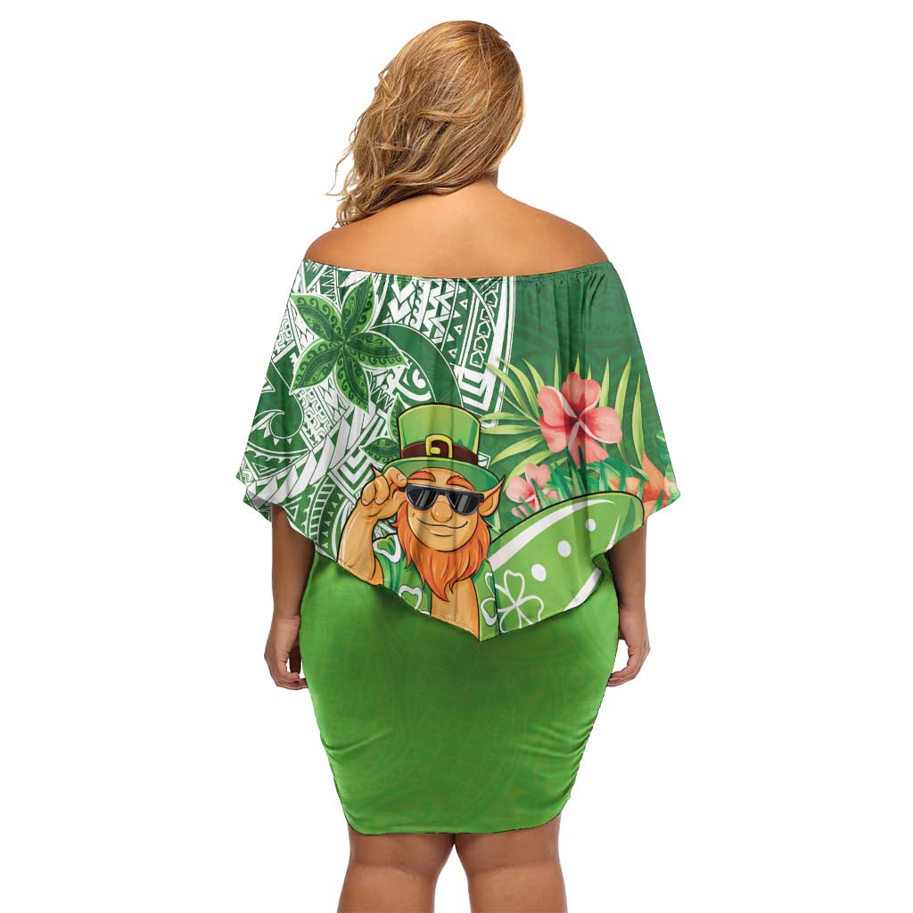 Aloha Hawaii St Patrick's Day Off Shoulder Short Dress Polynesian Style LT05 - Polynesian Pride