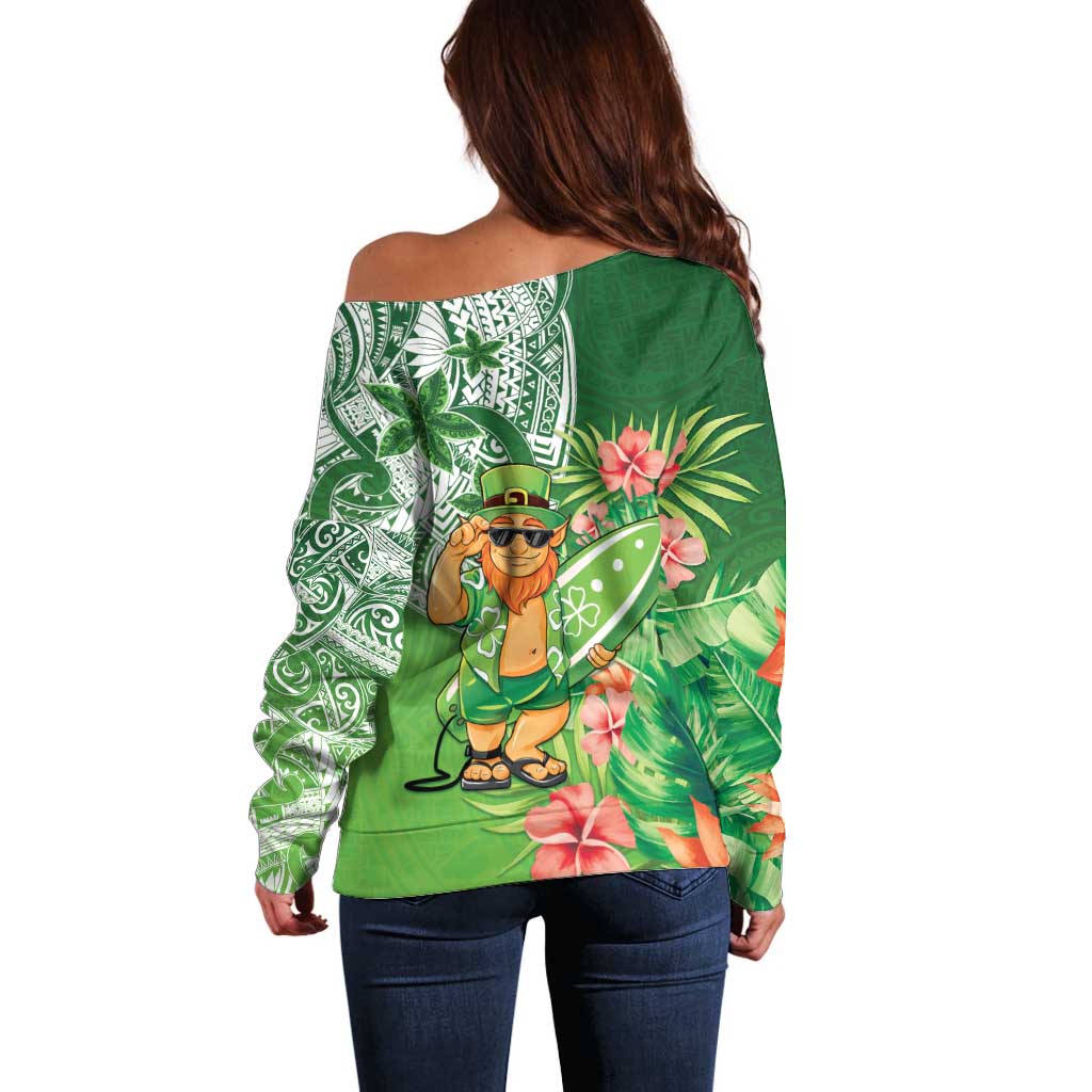 Aloha Hawaii St Patrick's Day Off Shoulder Sweater Polynesian Style LT05 - Polynesian Pride