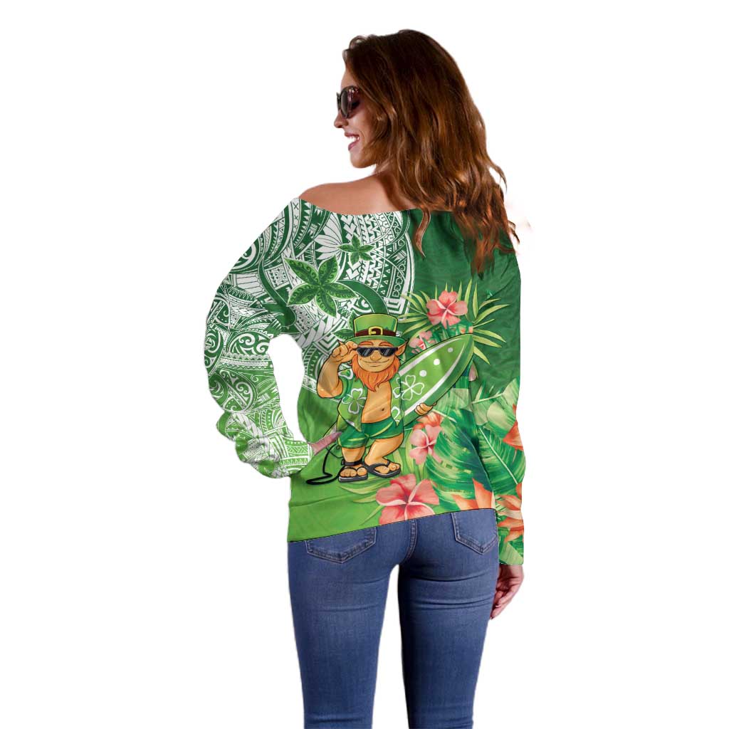 Aloha Hawaii St Patrick's Day Off Shoulder Sweater Polynesian Style LT05 - Polynesian Pride
