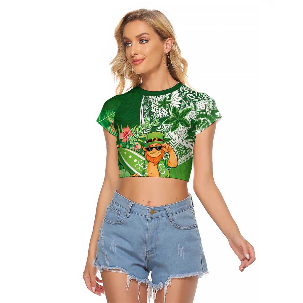 Aloha Hawaii St Patrick's Day Raglan Cropped T Shirt Polynesian Style LT05 Female Green - Polynesian Pride