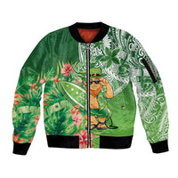 Aloha Hawaii St Patrick's Day Sleeve Zip Bomber Jacket Polynesian Style LT05 Unisex Green - Polynesian Pride