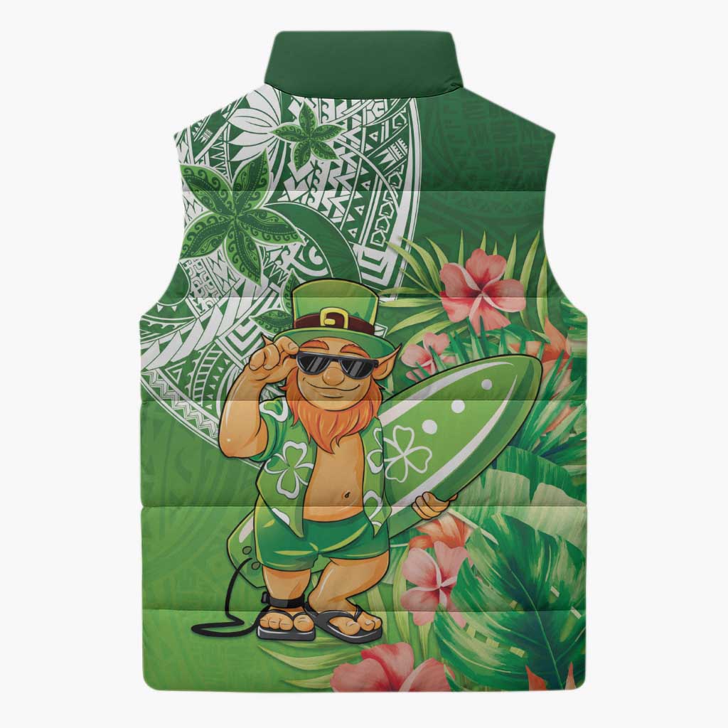 Aloha Hawaii St Patrick's Day Sleeveless Puffer Jacket Polynesian Style LT05 - Polynesian Pride