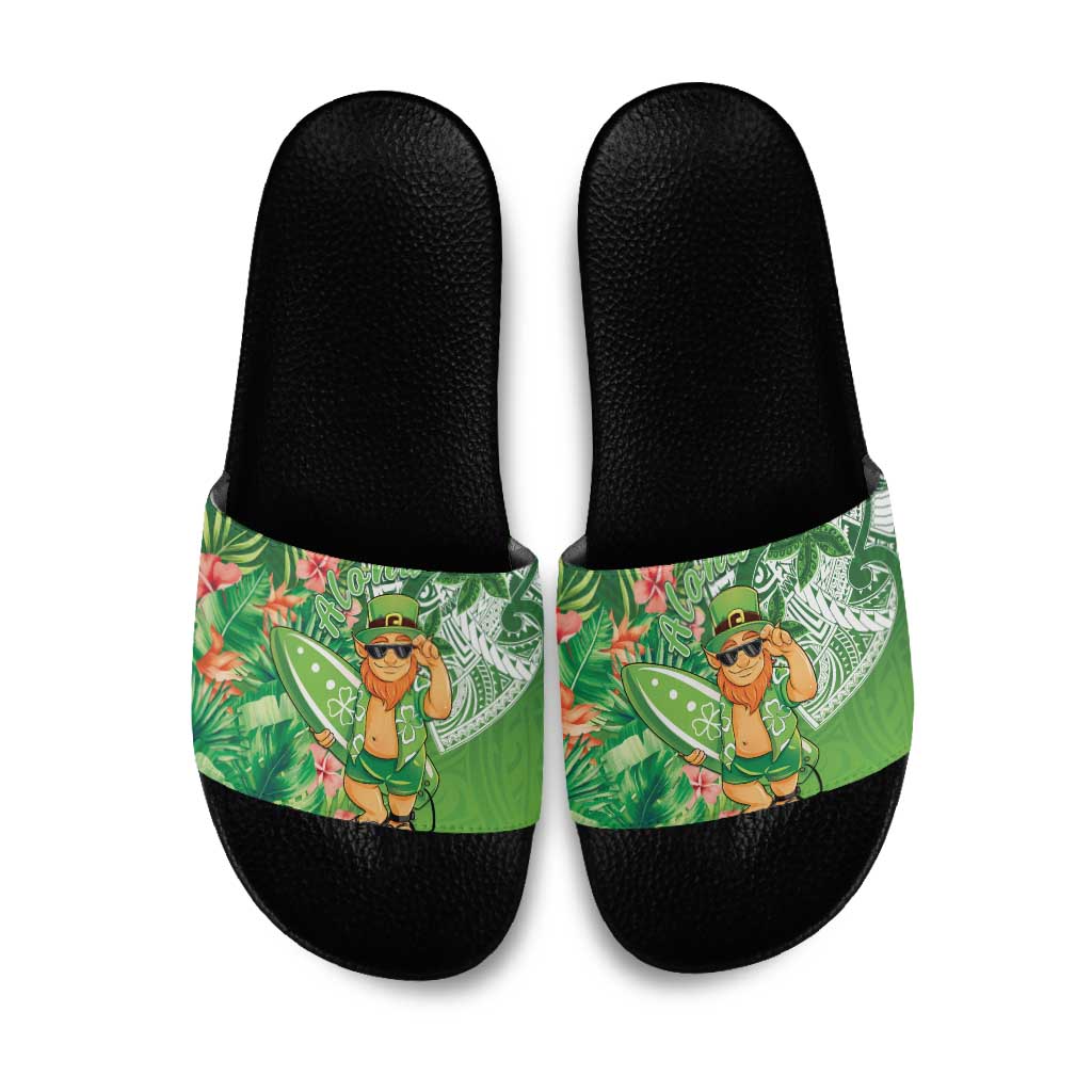 Aloha Hawaii St Patrick's Day Slide Sandals Polynesian Style LT05 Green - Polynesian Pride