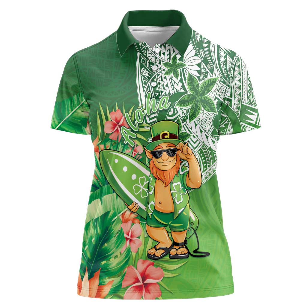 Aloha Hawaii St Patrick's Day Women Polo Shirt Polynesian Style LT05 Female Green - Polynesian Pride