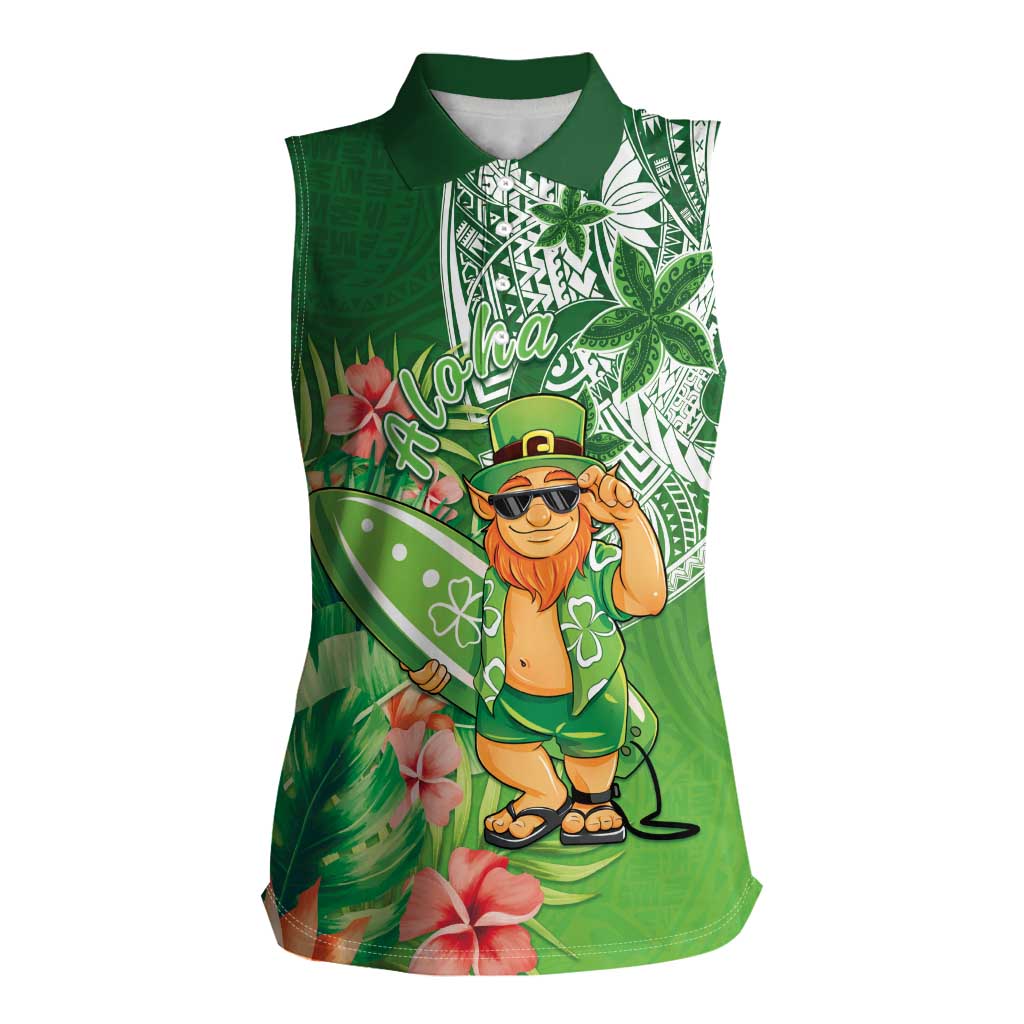 Aloha Hawaii St Patrick's Day Women Sleeveless Polo Shirt Polynesian Style