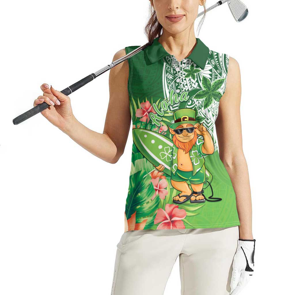 Aloha Hawaii St Patrick's Day Women Sleeveless Polo Shirt Polynesian Style LT05 - Polynesian Pride
