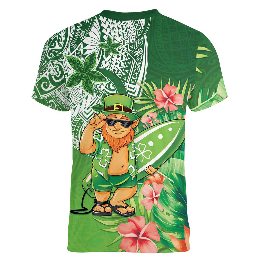 Aloha Hawaii St Patrick's Day Women V-Neck T-Shirt Polynesian Style LT05 - Polynesian Pride