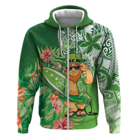 Aloha Hawaii St Patrick's Day Zip Hoodie Polynesian Style LT05 Zip Hoodie Green - Polynesian Pride