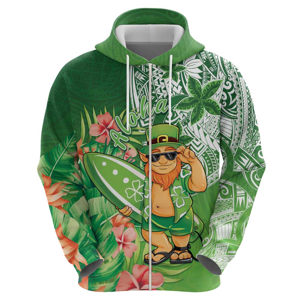 Aloha Hawaii St Patrick's Day Zip Hoodie Polynesian Style LT05 - Polynesian Pride
