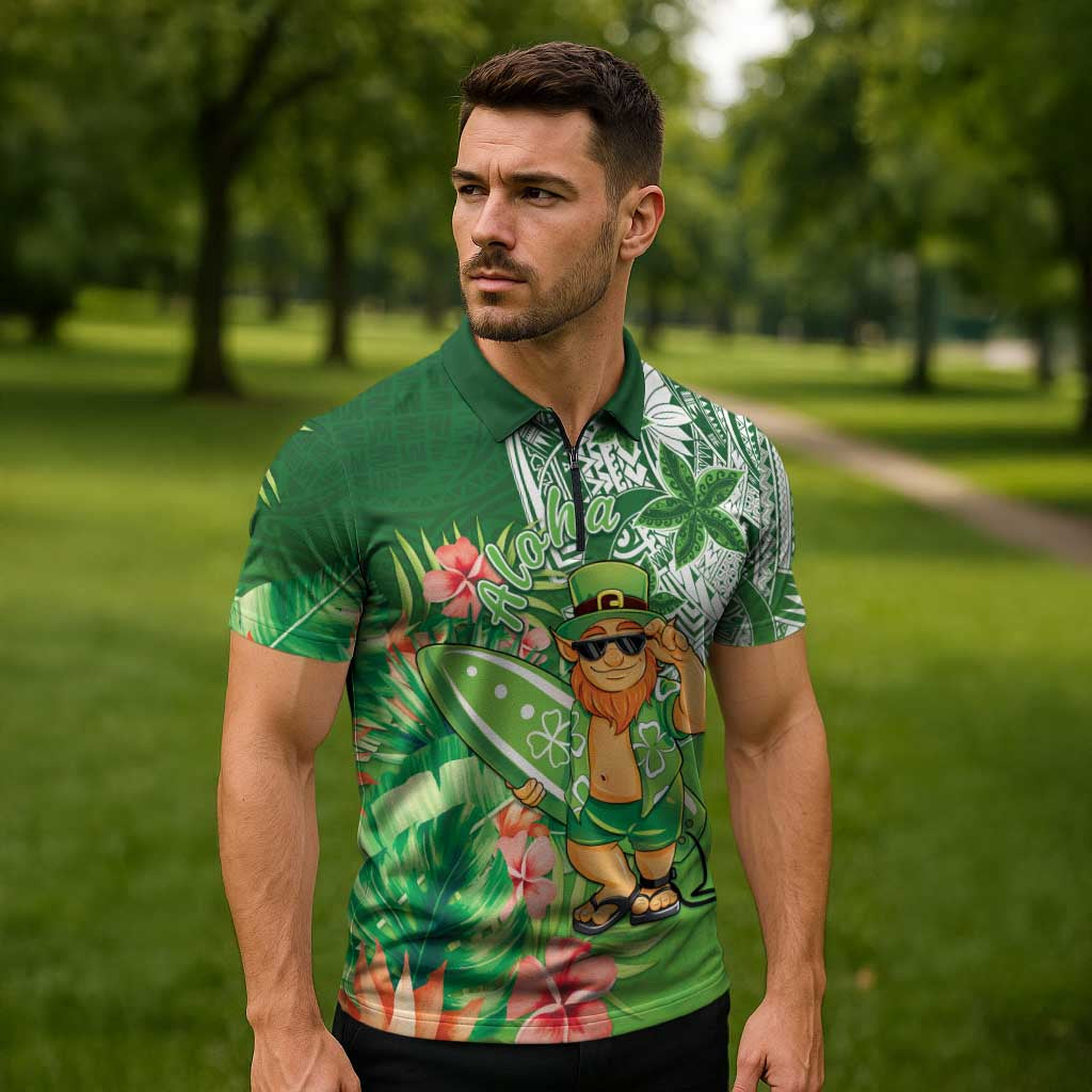 Aloha Hawaii St Patrick's Day Zipper Polo Shirt Polynesian Style LT05 - Polynesian Pride