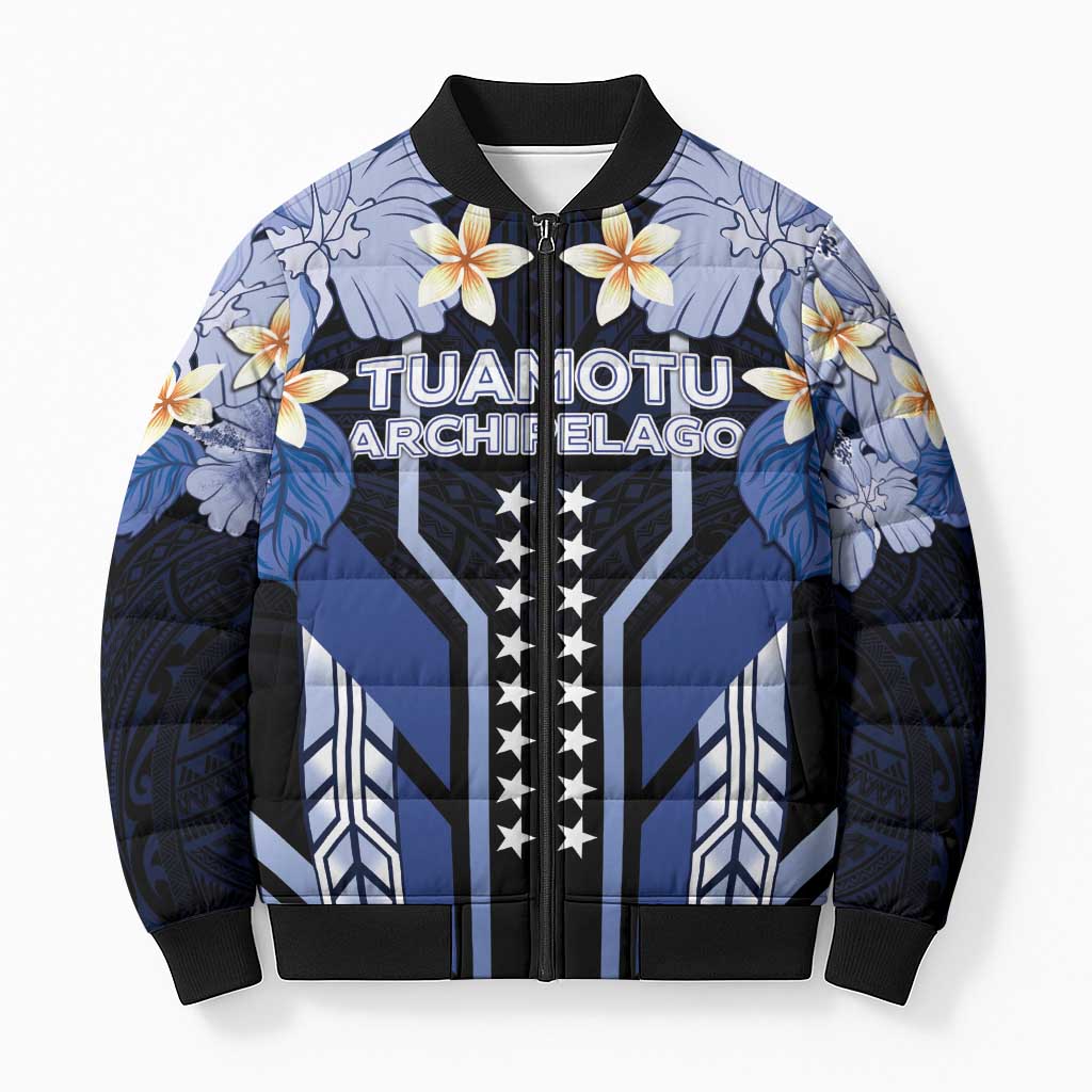 French Polynesia Tuamotu Archipelago Bomber Puffer Jacket Polynesian Pattern Unique Style LT05 Unisex Navy - Polynesian Pride