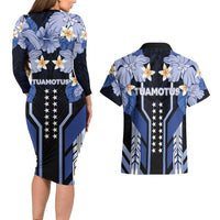 French Polynesia Tuamotu Archipelago Couples Matching Long Sleeve Bodycon Dress and Hawaiian Shirt Polynesian Pattern Unique Style LT05 - Polynesian Pride