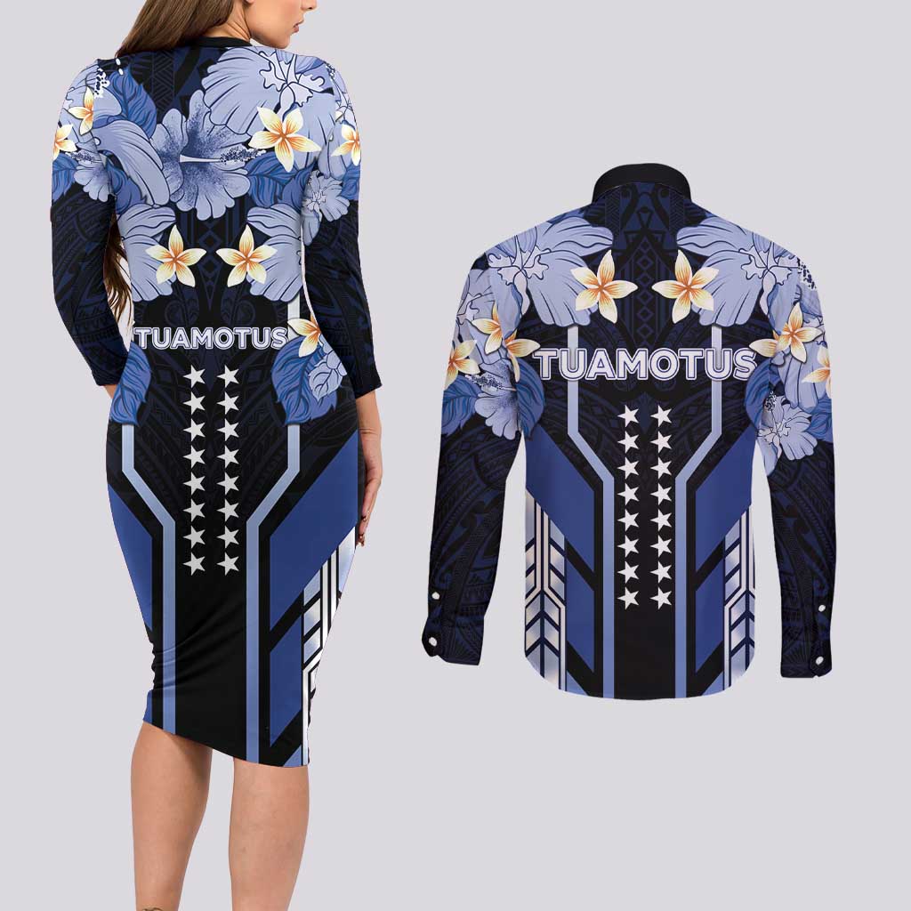 French Polynesia Tuamotu Archipelago Couples Matching Long Sleeve Bodycon Dress and Long Sleeve Button Shirt Polynesian Pattern Unique Style LT05 - Polynesian Pride