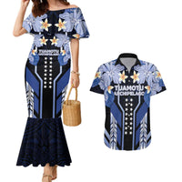 French Polynesia Tuamotu Archipelago Couples Matching Mermaid Dress and Hawaiian Shirt Polynesian Pattern Unique Style LT05 Navy - Polynesian Pride