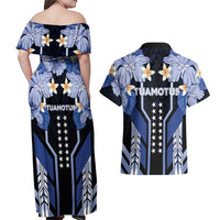 French Polynesia Tuamotu Archipelago Couples Matching Off Shoulder Maxi Dress and Hawaiian Shirt Polynesian Pattern Unique Style LT05 - Polynesian Pride