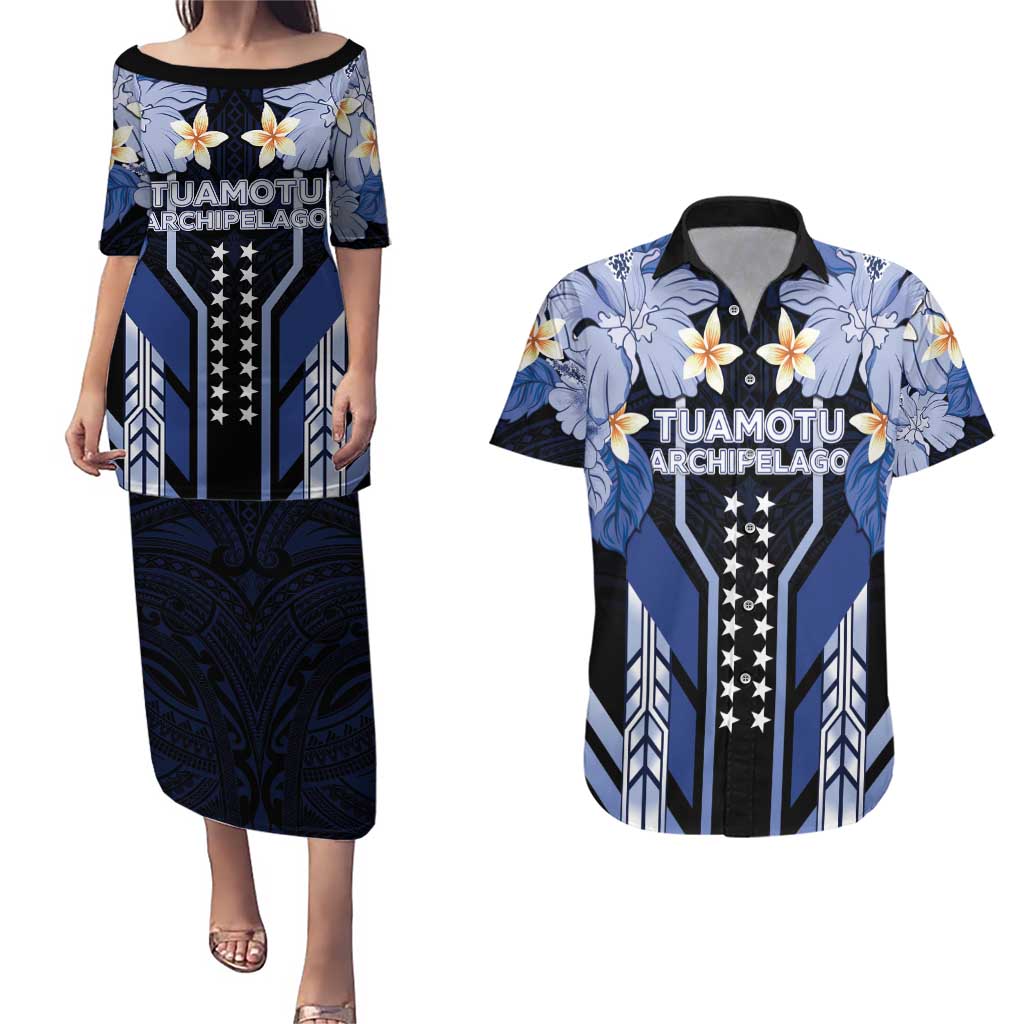 French Polynesia Tuamotu Archipelago Couples Matching Puletasi and Hawaiian Shirt Polynesian Pattern Unique Style LT05 Navy - Polynesian Pride