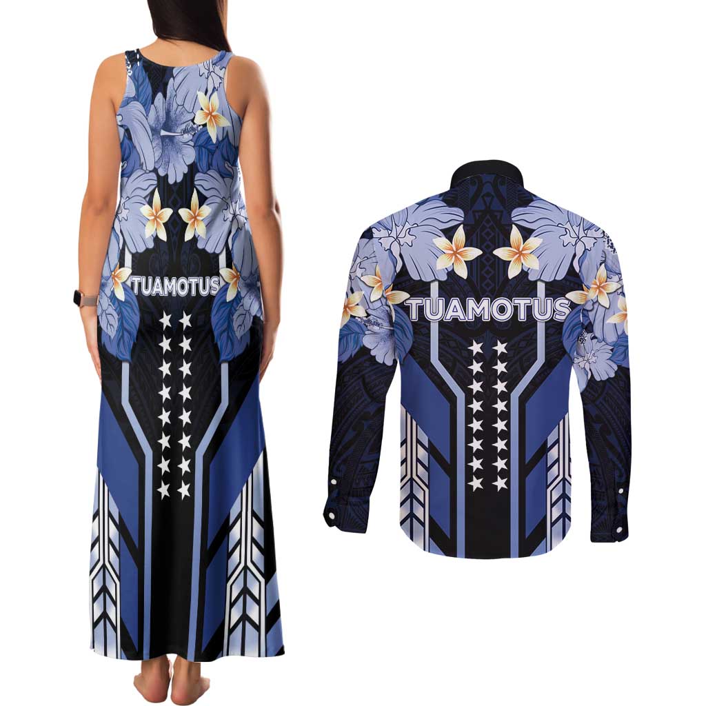 French Polynesia Tuamotu Archipelago Couples Matching Tank Maxi Dress and Long Sleeve Button Shirt Polynesian Pattern Unique Style LT05 - Polynesian Pride